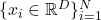 \{x_i \in \mathbb{R}^{D}\}_{i = 1}^{N}