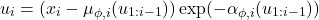 \[u_i = (x_i - \mu_{\phi,i}(u_{1:i-1}))\exp(-\alpha_{\phi,i}(u_{1:i-1}))\]