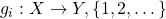 g_i:X\rightarrow Y, \iin\{1,2,\dots\}