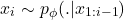 \[x_i\sim p_\phi(.|x_{1:i-1})\]